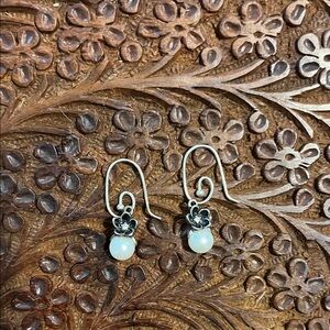 Pandora Silver and White Floral Earrings